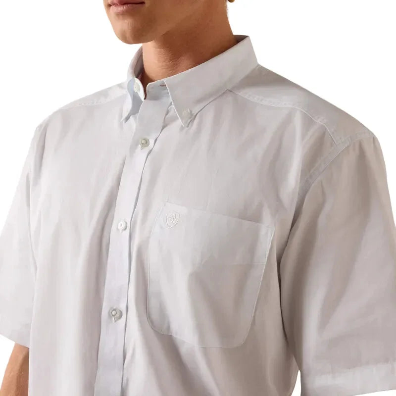 Men's Ariat White Lightweight Twill Classic Fit Shirt 10073615