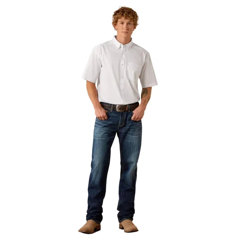 Men's Ariat White Lightweight Twill Classic Fit Shirt 10073615