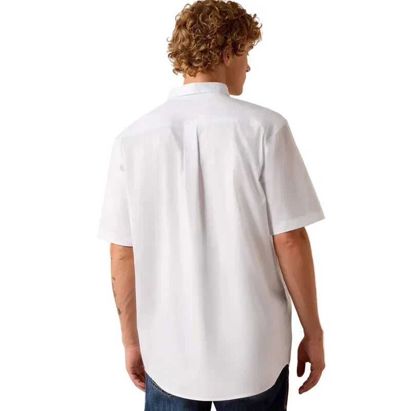 Men's Ariat White Lightweight Twill Classic Fit Shirt 10073615