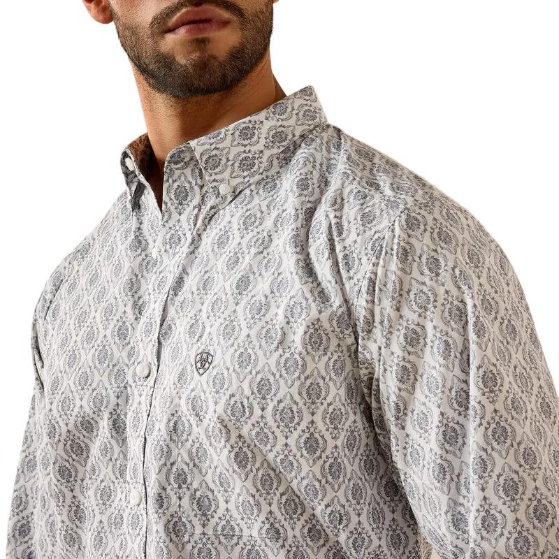 Men's Ariat White Medallion Poe Fitted Shirt 10071598