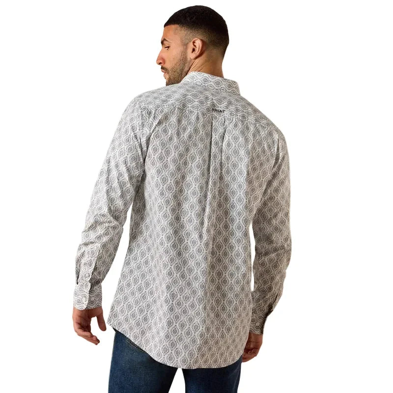Men's Ariat White Medallion Poe Fitted Shirt 10071598