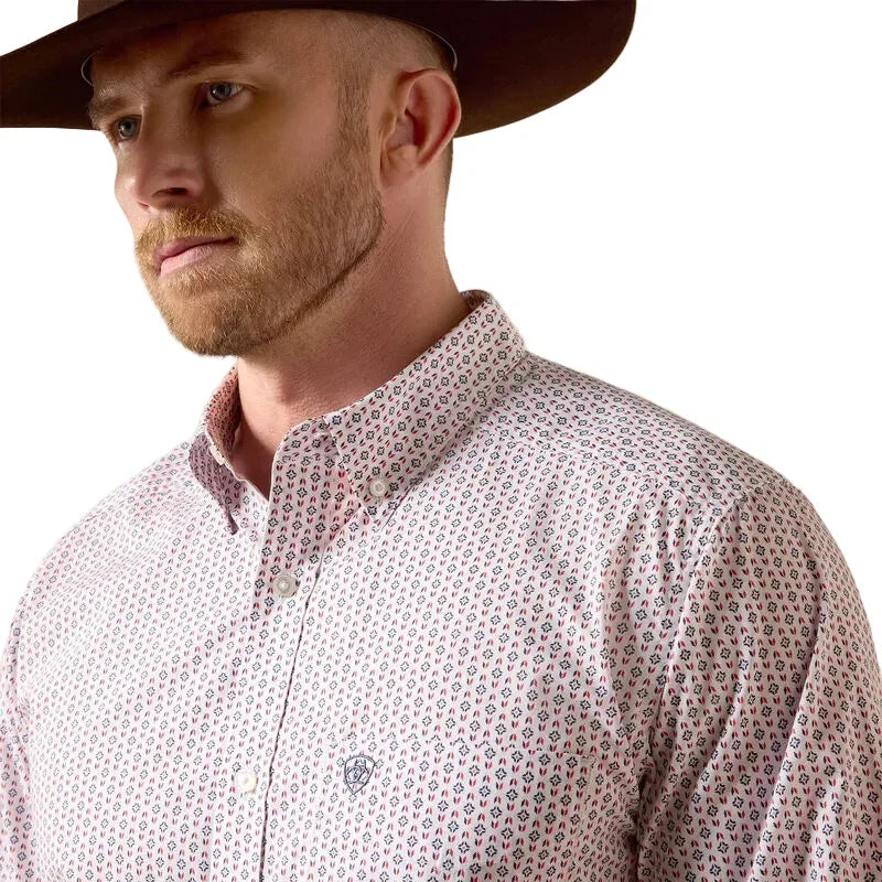 Men's Ariat White Multi Geo Print Brad Fitted Shirt 10073532