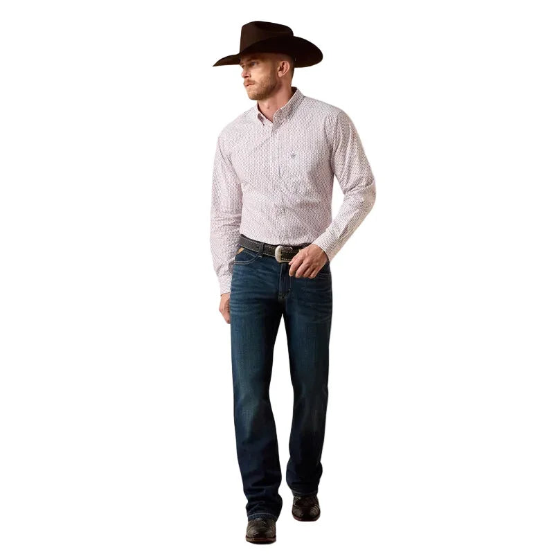 Men's Ariat White Multi Geo Print Brad Fitted Shirt 10073532