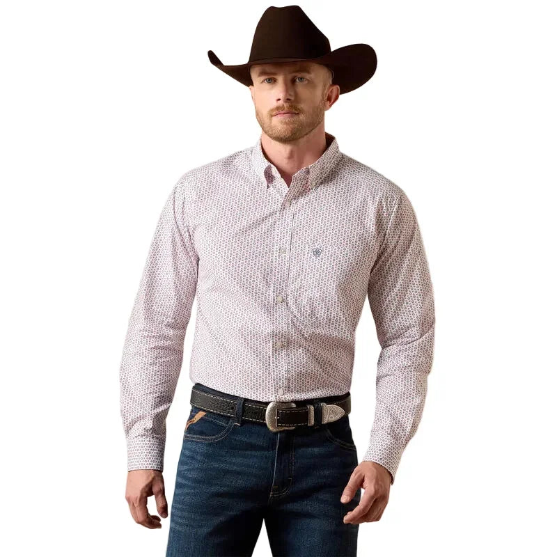 Men's Ariat White Multi Geo Print Brad Fitted Shirt 10073532