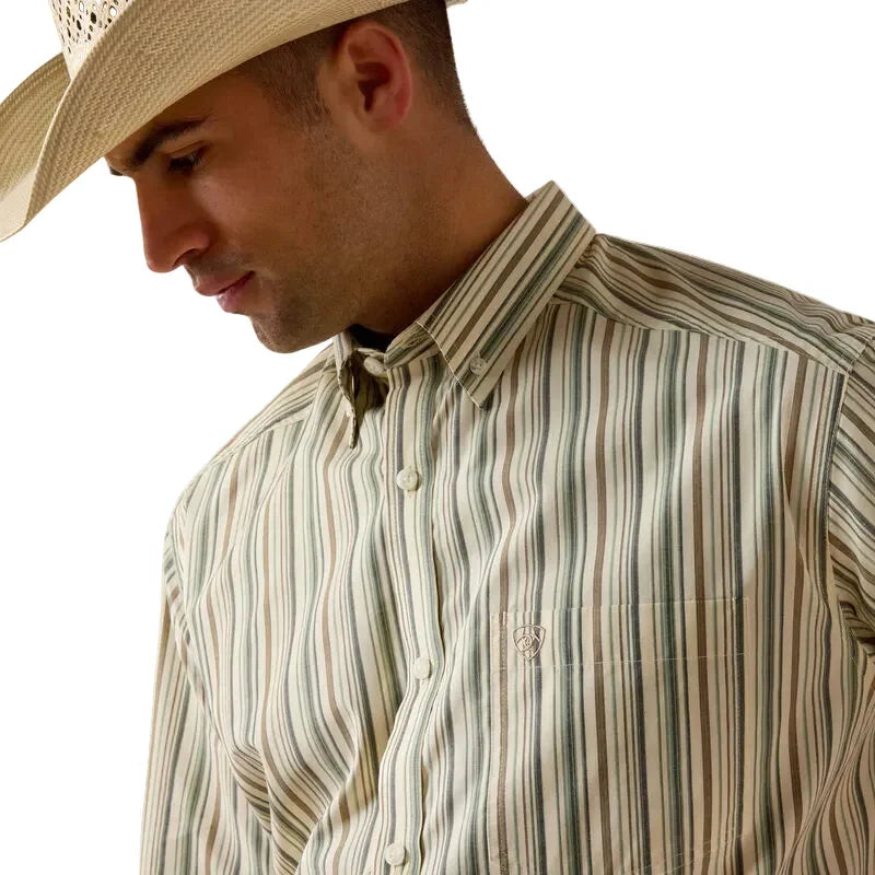 Men's Ariat White Multi Stripe Pro Series Stevie Classic Fit Shirt 10073567