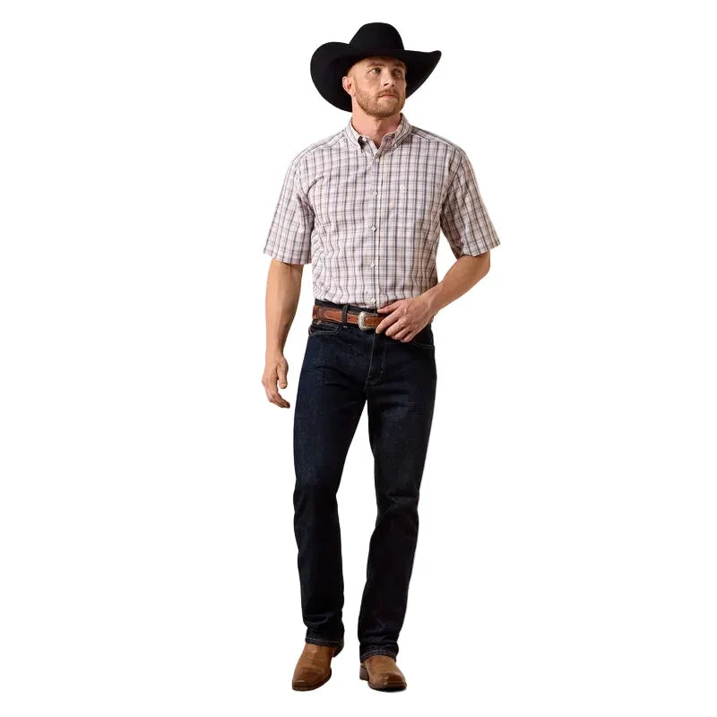 Men's Ariat White Multi Wrinkle Free Wolcott Classic Fit Shirt 10073696