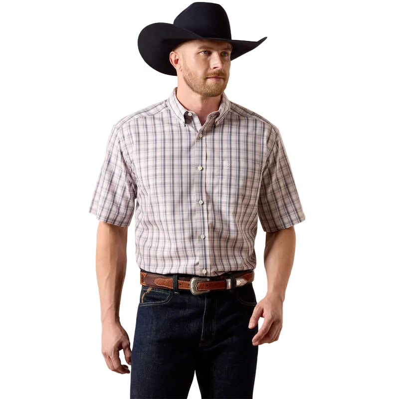 Men's Ariat White Multi Wrinkle Free Wolcott Classic Fit Shirt 10073696