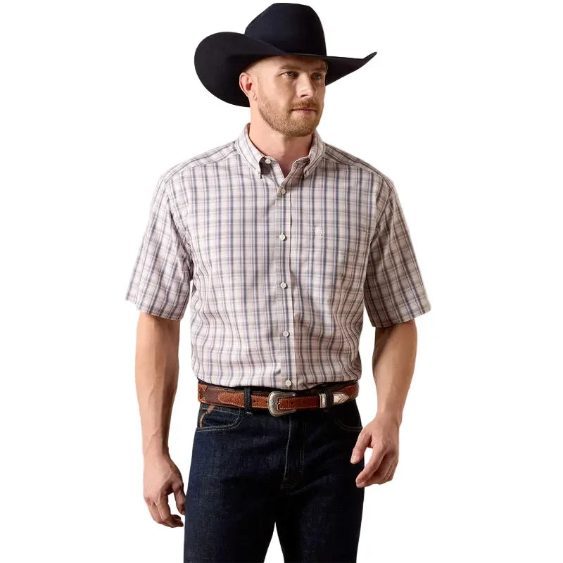 Men's Ariat White Multi Wrinkle Free Wolcott Classic Fit Shirt 10073696