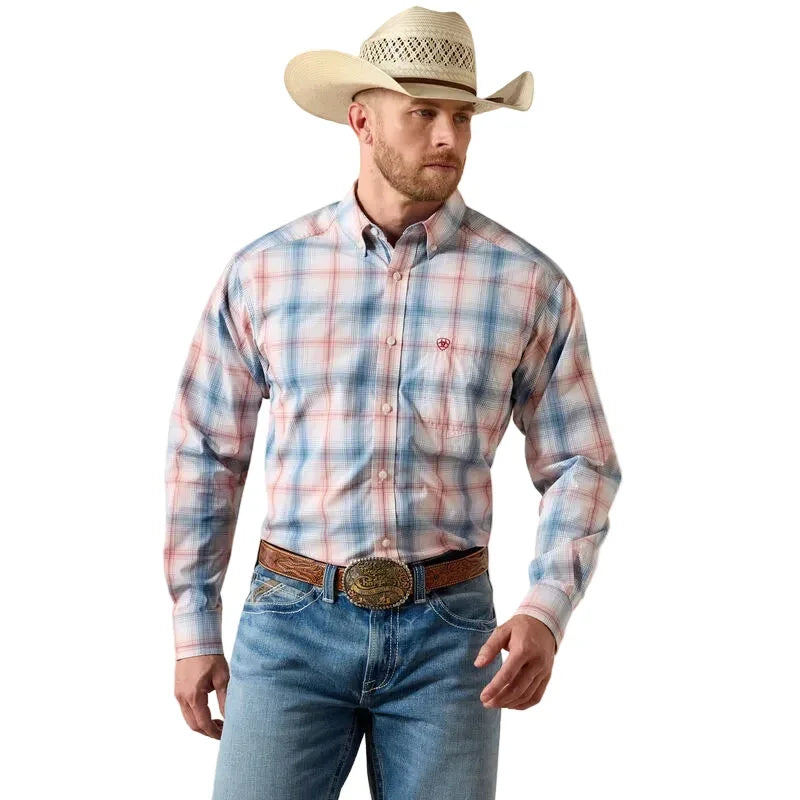 Men's Ariat White Plaid Pro Series Teddy Classic Fit Shirt 10071585