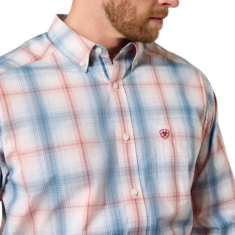 Men's Ariat White Plaid Pro Series Teddy Classic Fit Shirt 10071585
