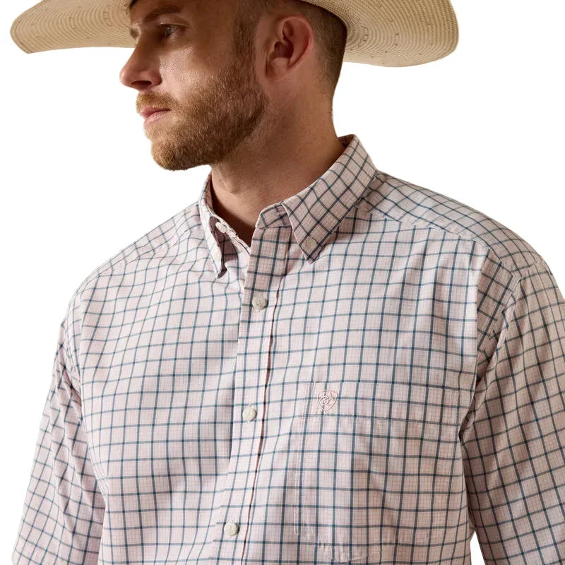 Men's Ariat White Plaid Pro Series Tex Classic Fit Shirt 10071617