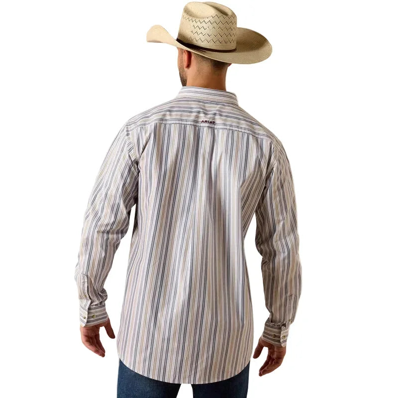 Men's Ariat White Stripe Pro Series Pryce Fitted Shirt 10071575