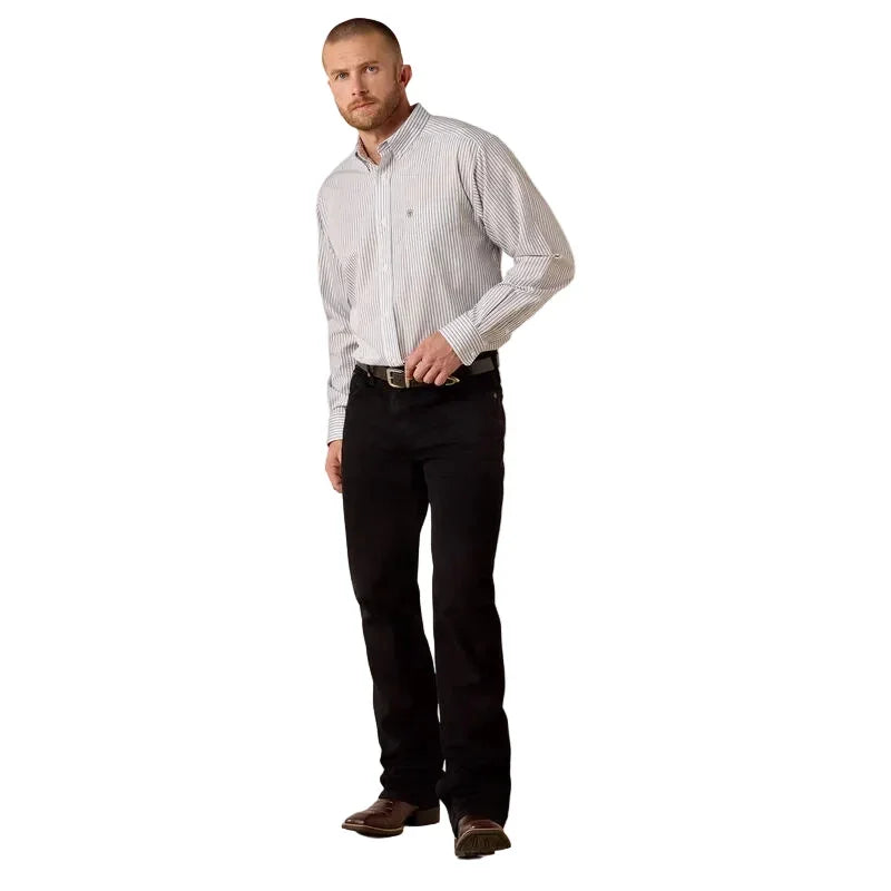 Men's Ariat White Stripe Wrinkle Free Cory Classic Fit Shirt 10071745