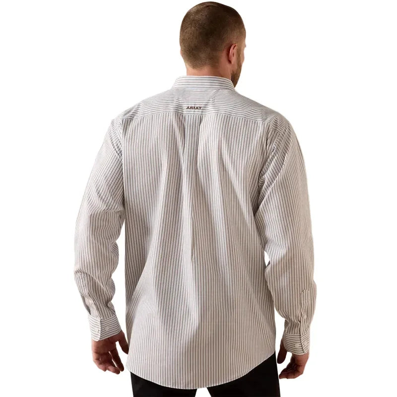 Men's Ariat White Stripe Wrinkle Free Cory Classic Fit Shirt 10071745