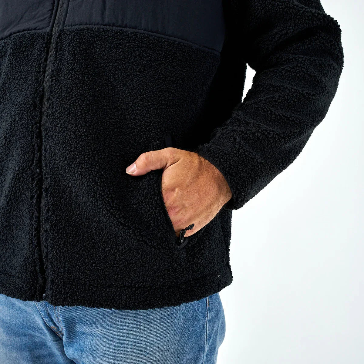 Men's Burlebo Black Sherpa Full Zip Jacket
