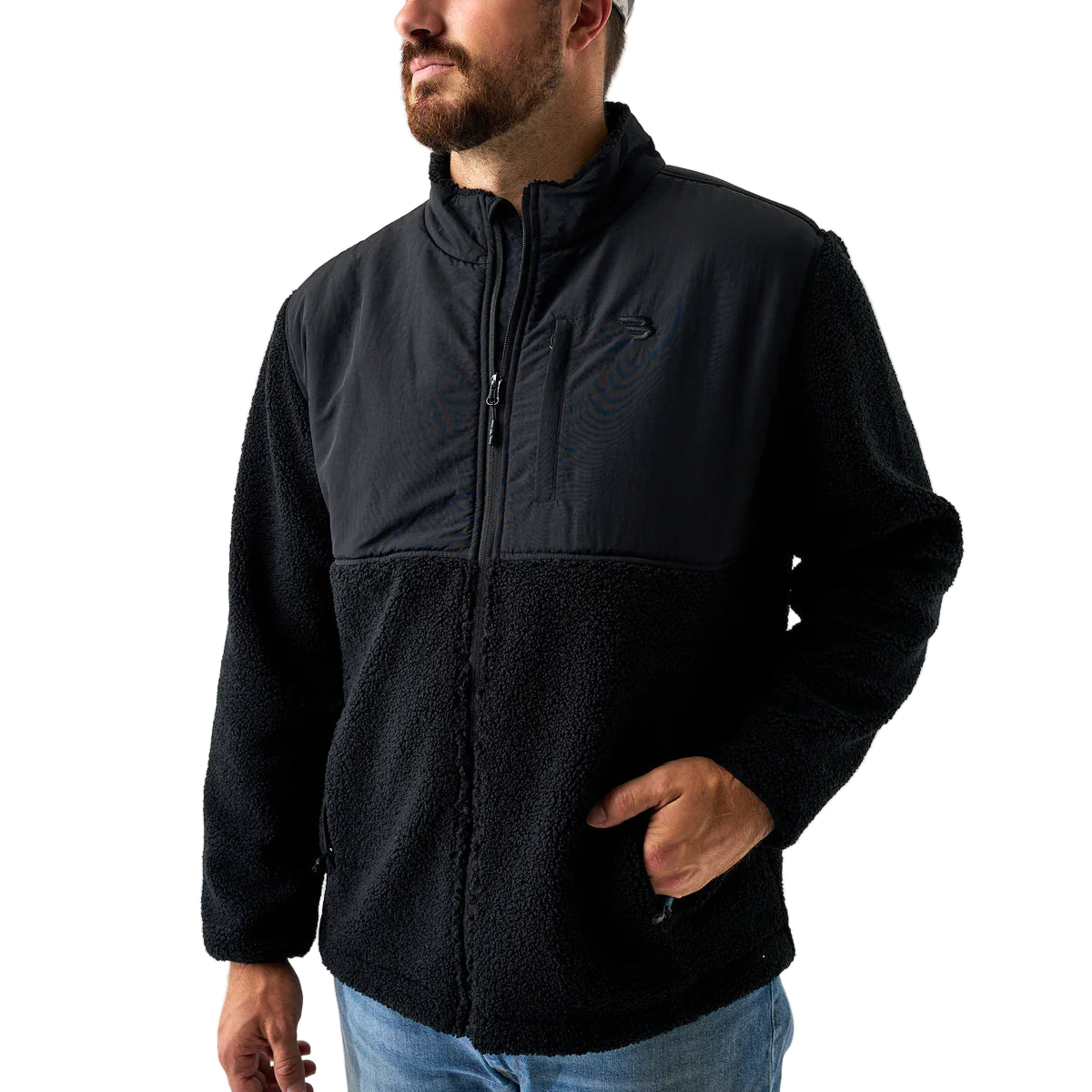 Men's Burlebo Black Sherpa Full Zip Jacket