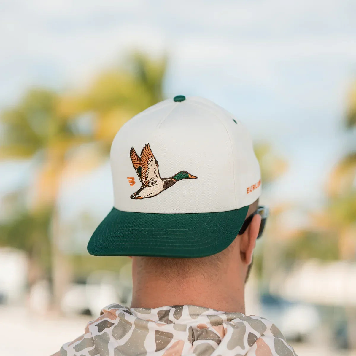 Men's Burlebo Cream and Green Flying Duck Cap C-FLYDK-G