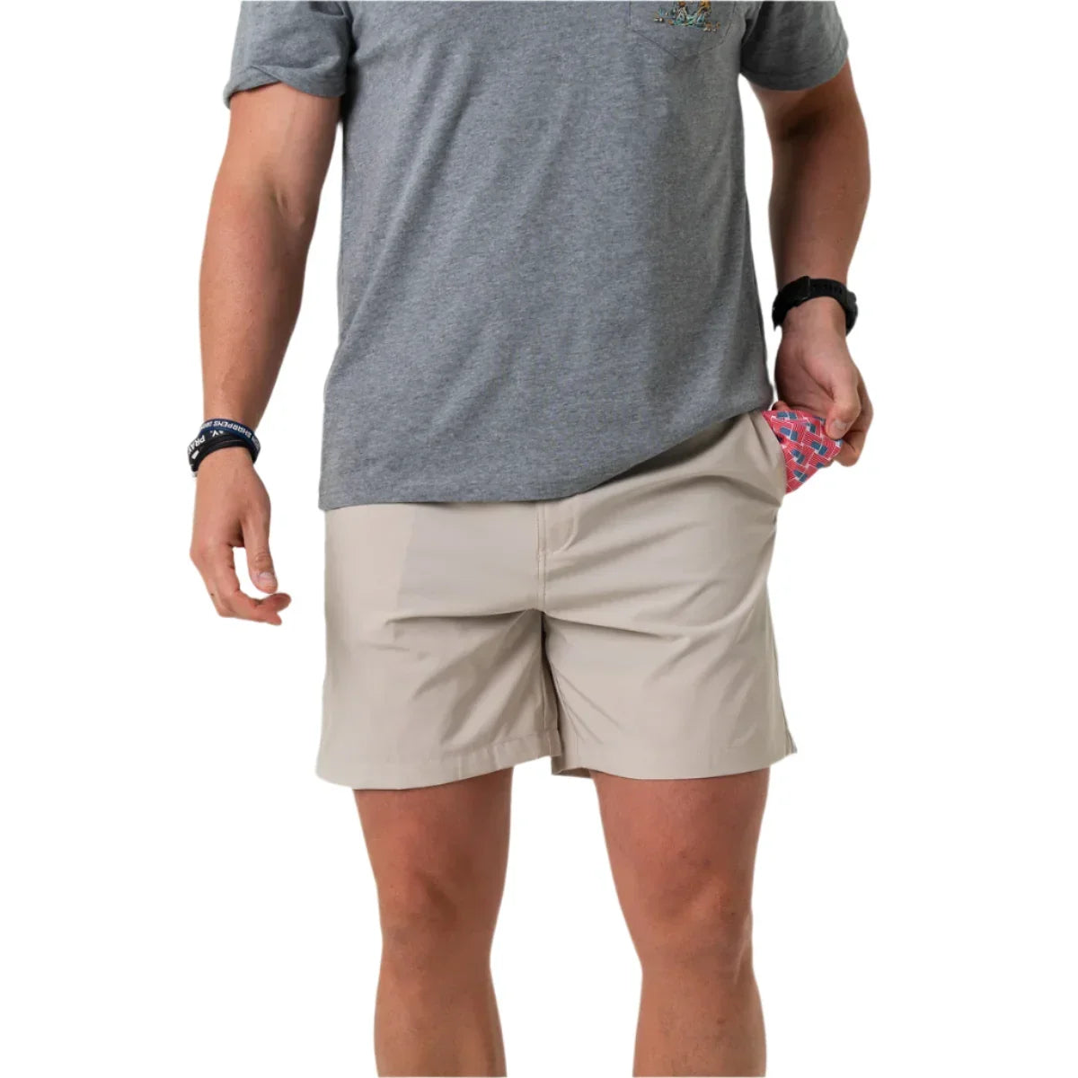 Men's Burlebo Everyday Short - Light Khaki - American Flag Pocket ES-LK-AF - Crazy House Western Wear