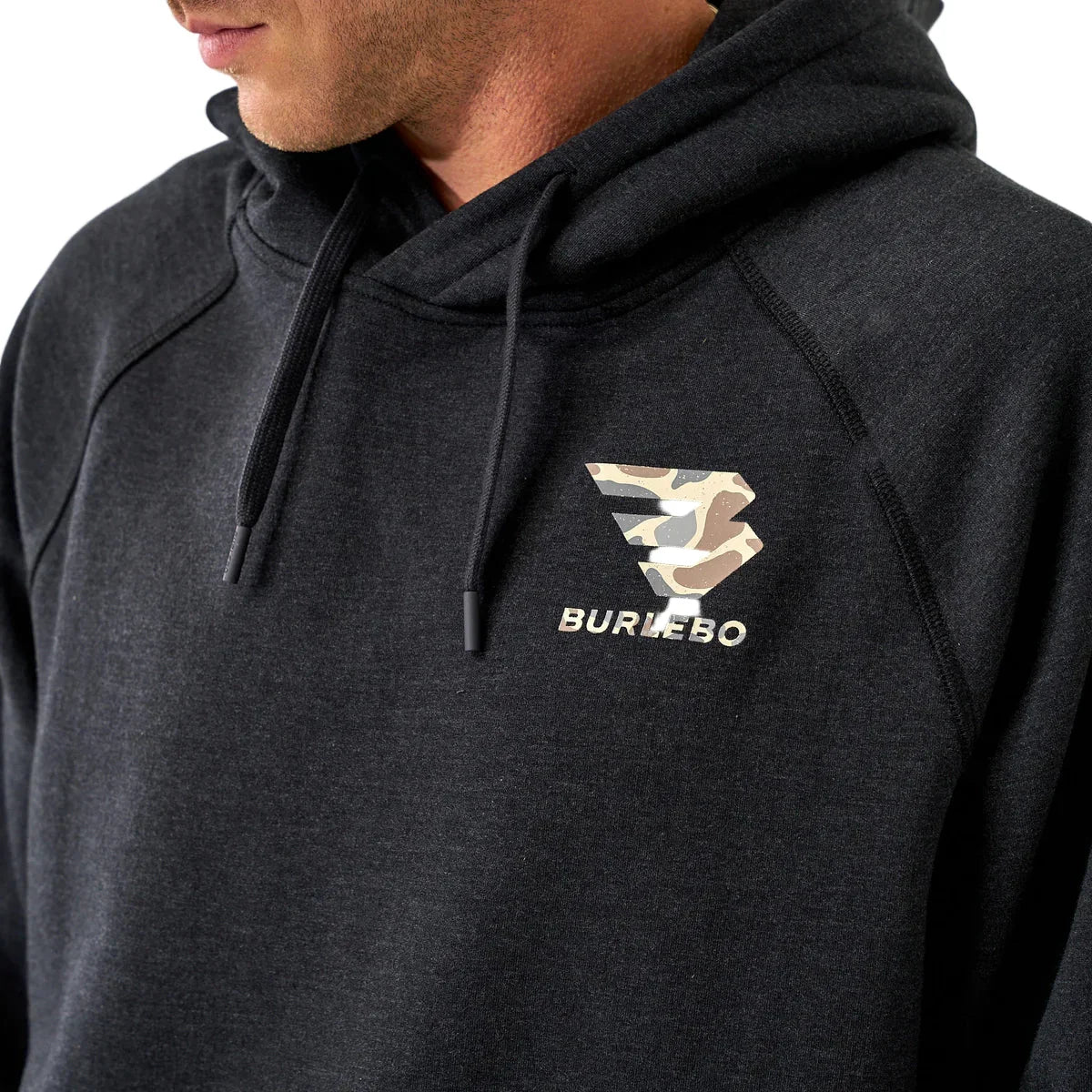 Men's Burlebo Heather Black Fleece Camo Signature Logo Hoodie