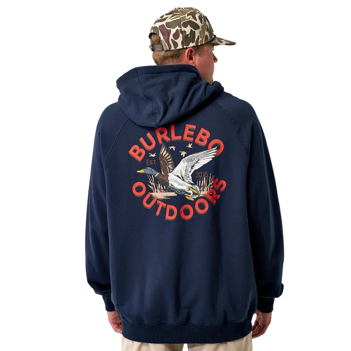 Men's Burlebo Navy Old School Duck Hunt Fleece Hoodie