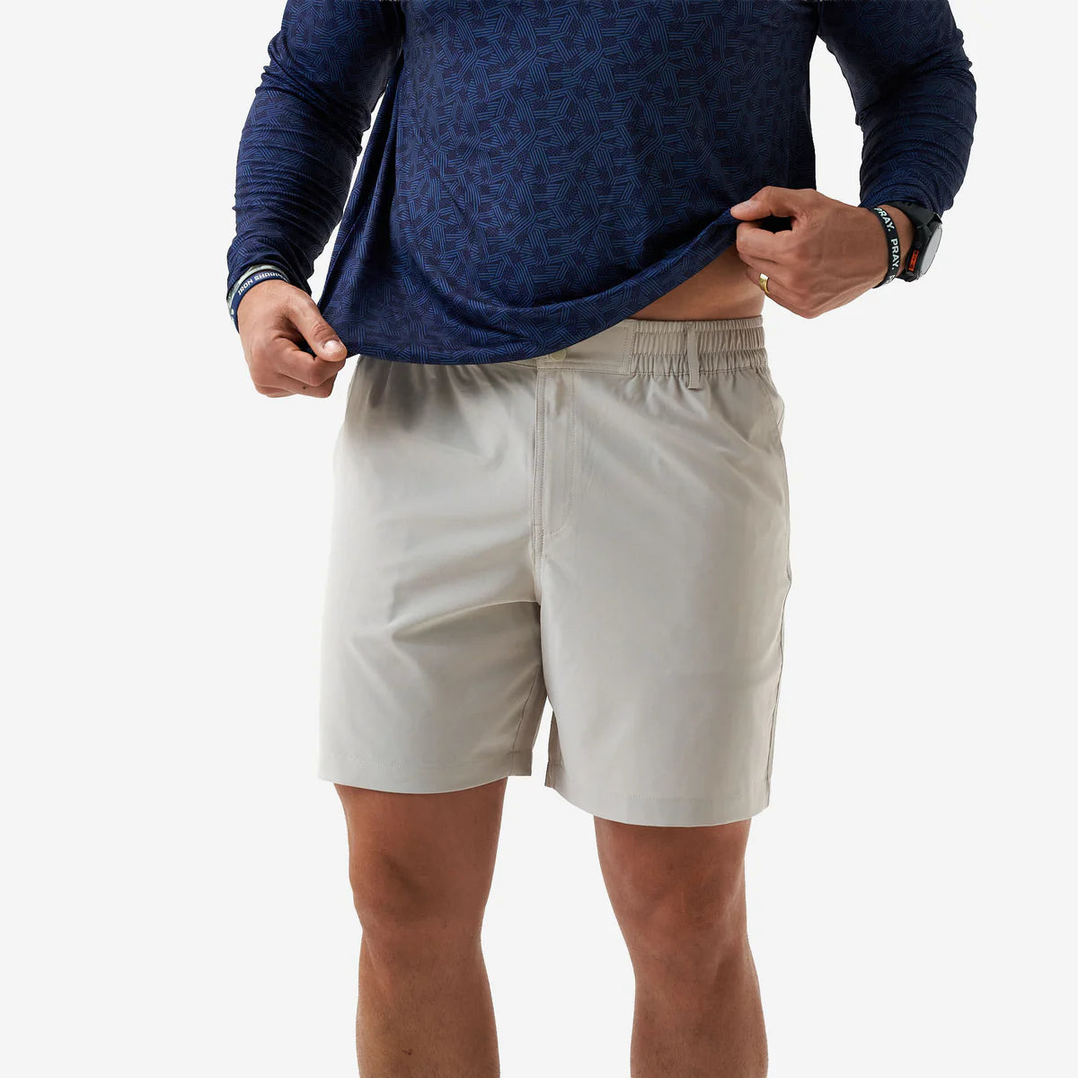 Men's Burlebo Old Glory Pocket Light Khaki Everyday Shorts ES-LK-OLDG
