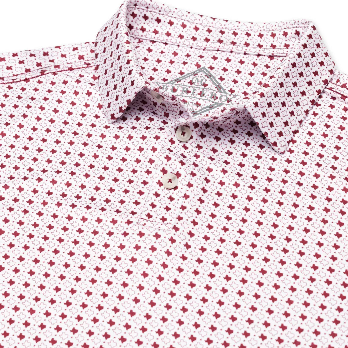 Men's Burlebo Performance Polo - Texas White & Maroon PP-TWAM - Crazy House Western Wear