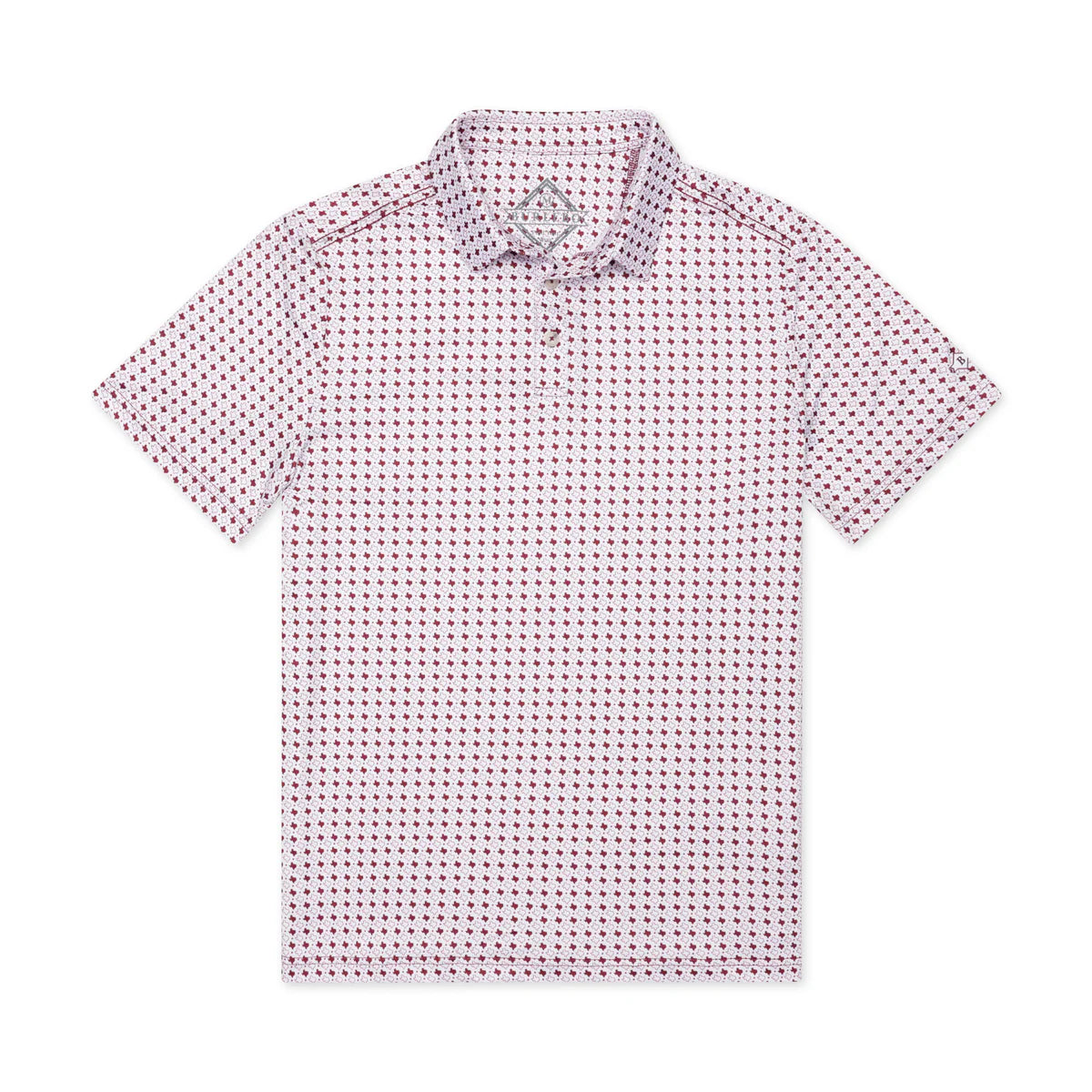 Men's Burlebo Performance Polo - Texas White & Maroon PP-TWAM - Crazy House Western Wear