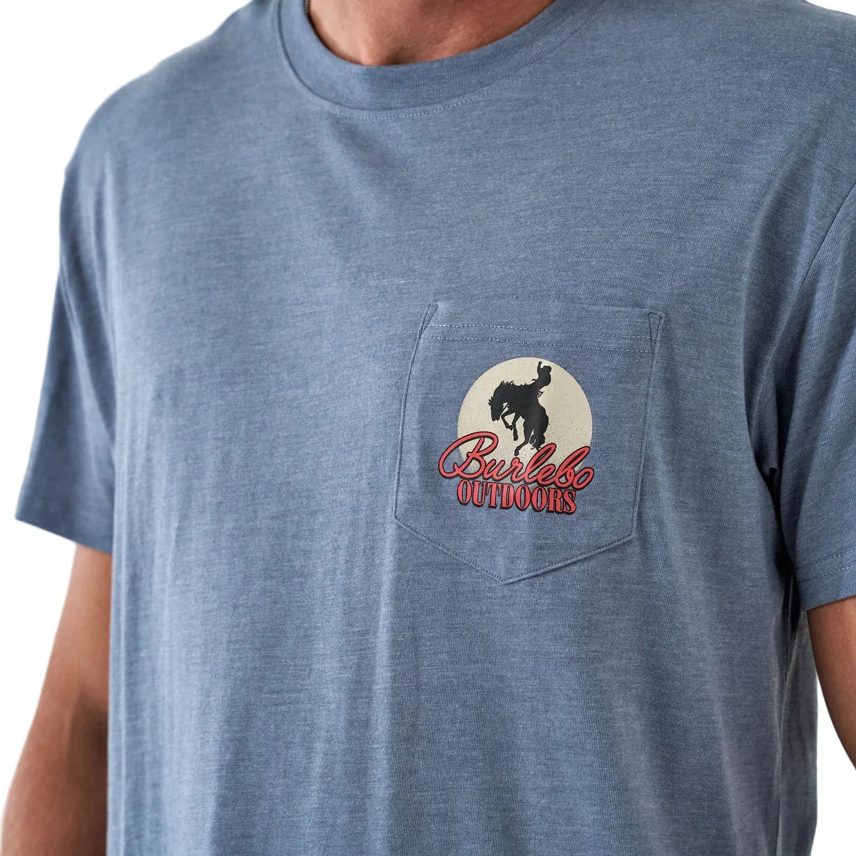 Men's Burlebo Short Sleeve "Moonlight Cowboy" Heather Blue Jean SST-MLCB-HBJ