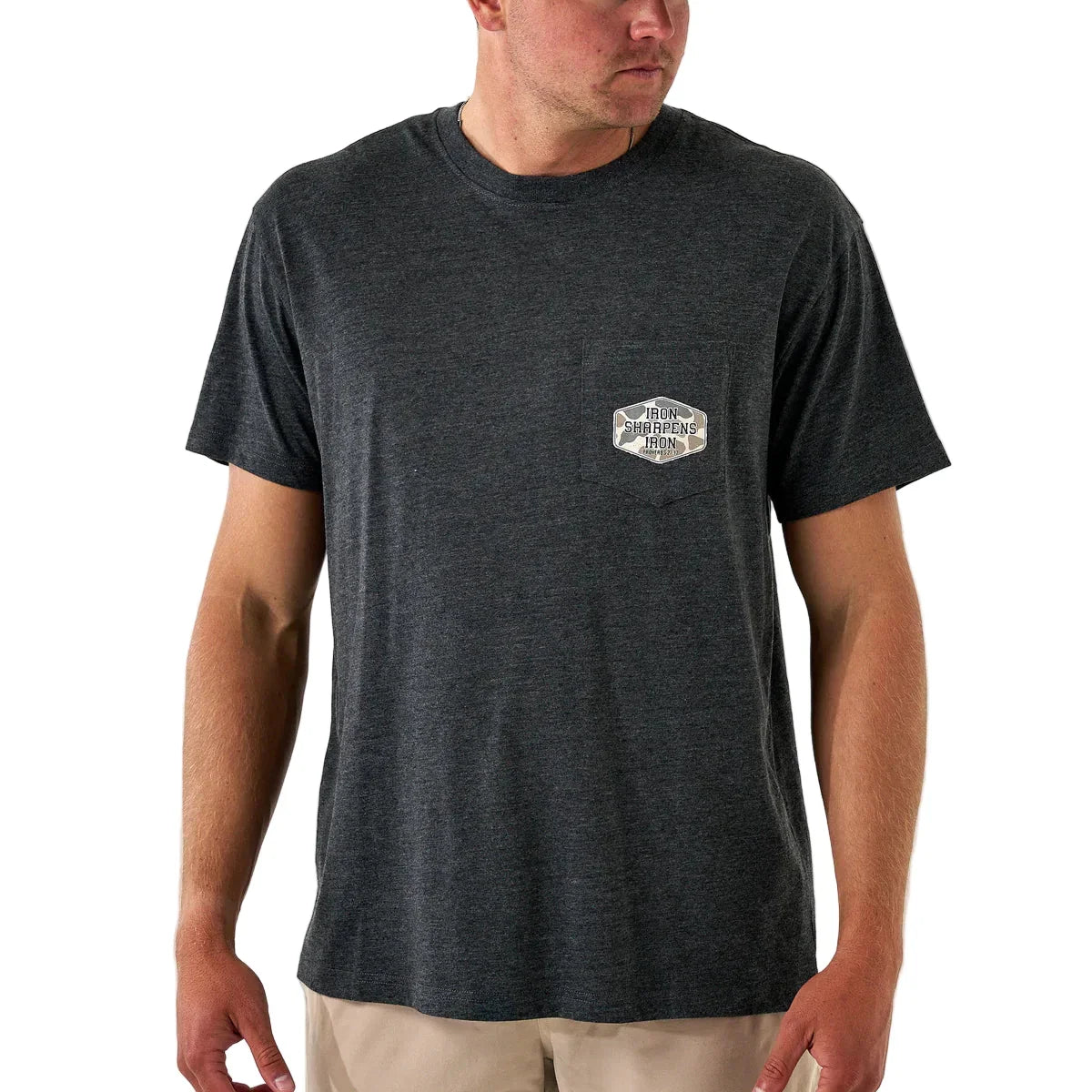 Men's Burlebo Short Sleeve Tee "Iron Sharpens Iron" Heather Black SST-ISI-HB