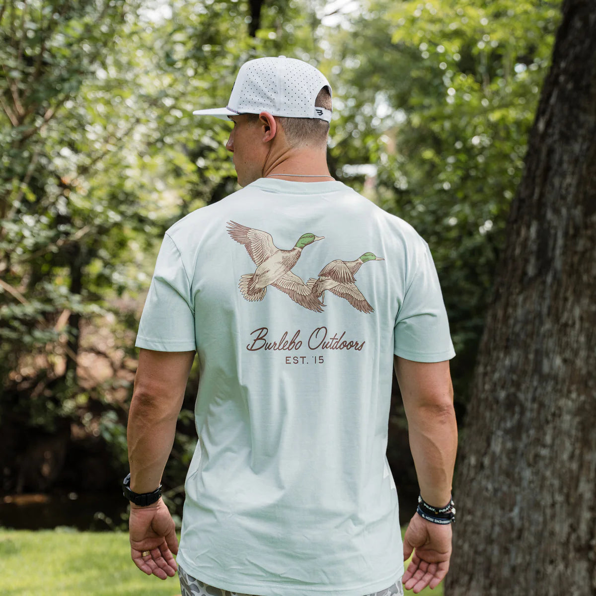 Men's Burlebo Sky Blue Flying Mallards Short Sleeve T-shirt SST-FM-SB
