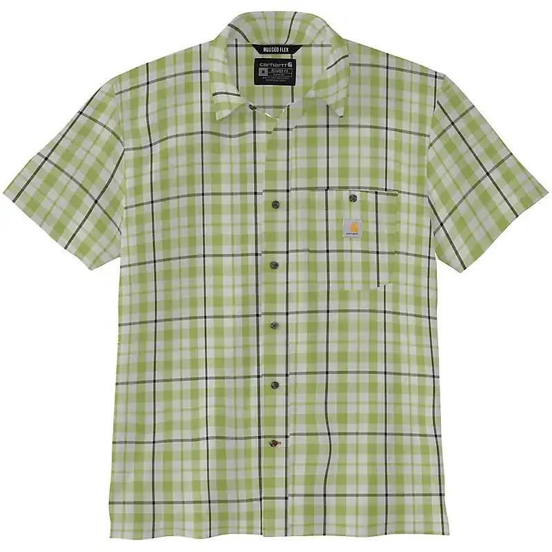 Men's Carhartt Force Sun Defender Short Sleeve Plaid Shirt - Green 106747-GJ7 - Crazy House Western Wear