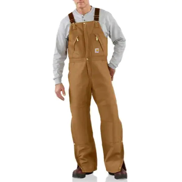 Men's Carhartt Loose Fit Duck Insulated Bib Overall's R38-BRN - Crazy House Western Wear
