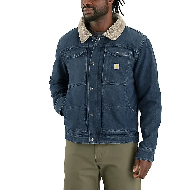 Men's Carhartt Relaxed Fit Denim Sherpa-Lined Jacket 106323-H87 - Crazy House Western Wear