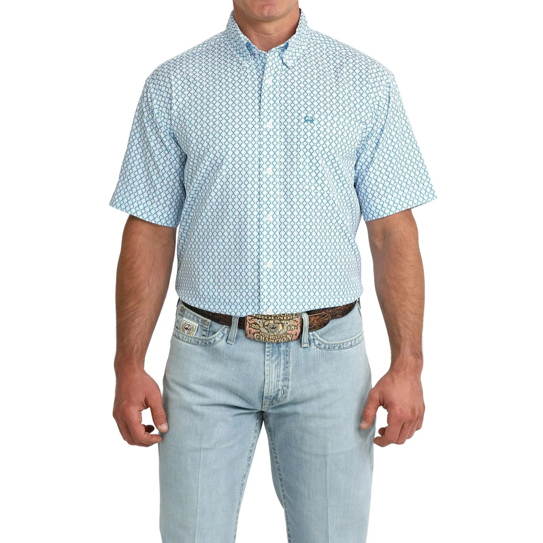 Men's Cinch Blue Arenaflex Printed Button Down Shirt MTW1704170