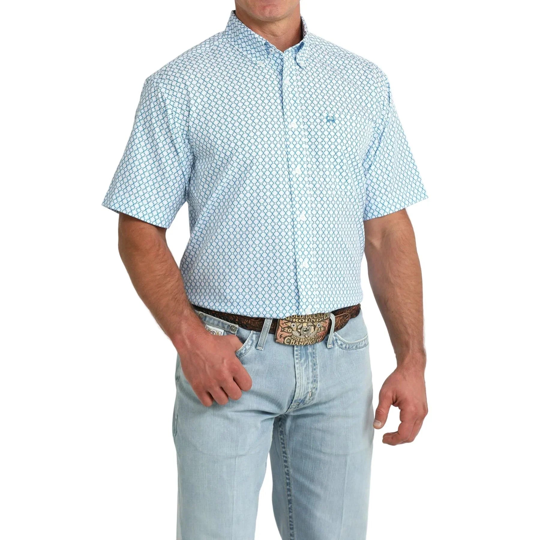 Men's Cinch Blue Arenaflex Printed Button Down Shirt MTW1704170