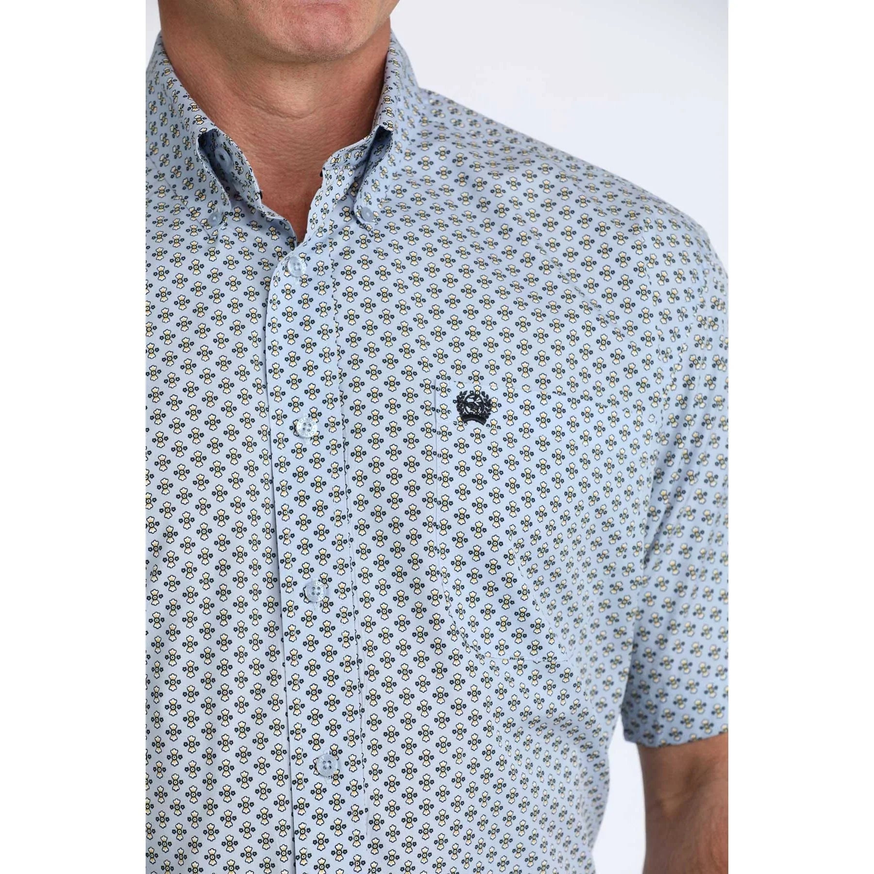 Men's Cinch Blue Geo Printed Long Sleeve Button Up Shirt MTW1111515
