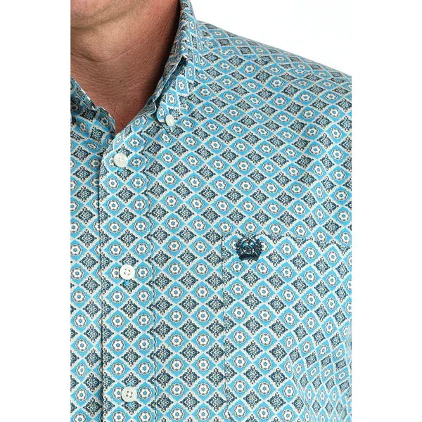 Men's Cinch Blue Print Long SLeeve Button Down Shirt MTW1105955 - Crazy House Western Wear