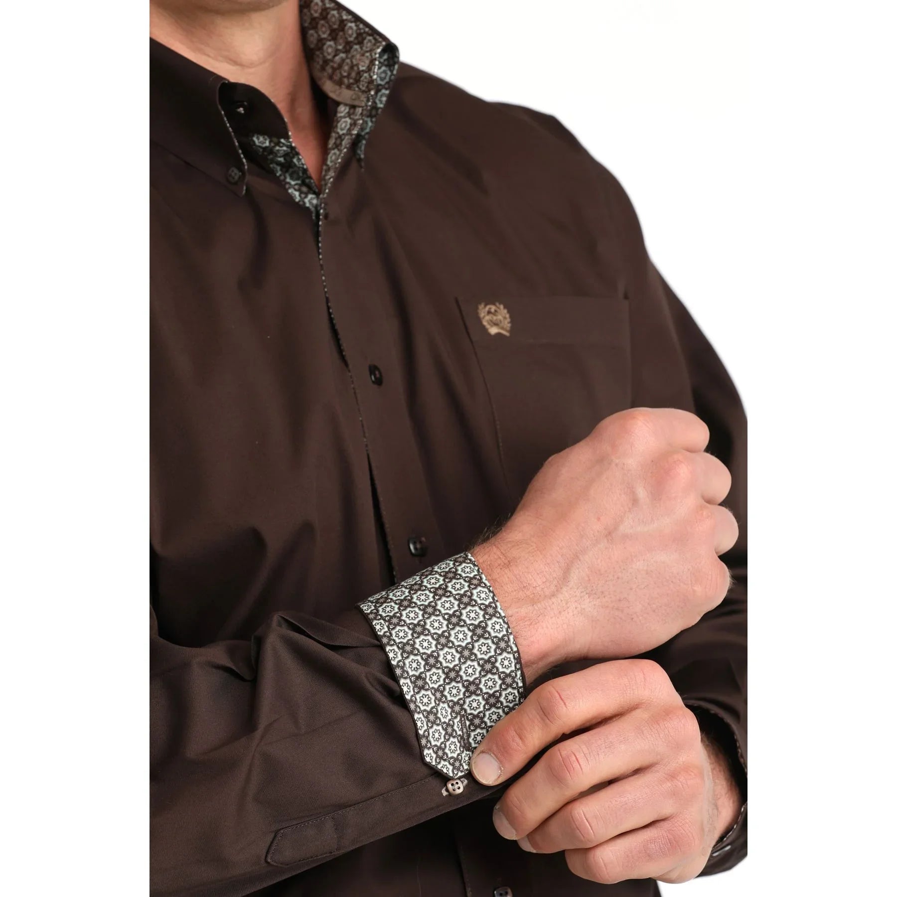 Men's Cinch Brown Long Sleeve Button Down Shirt MTW1106065