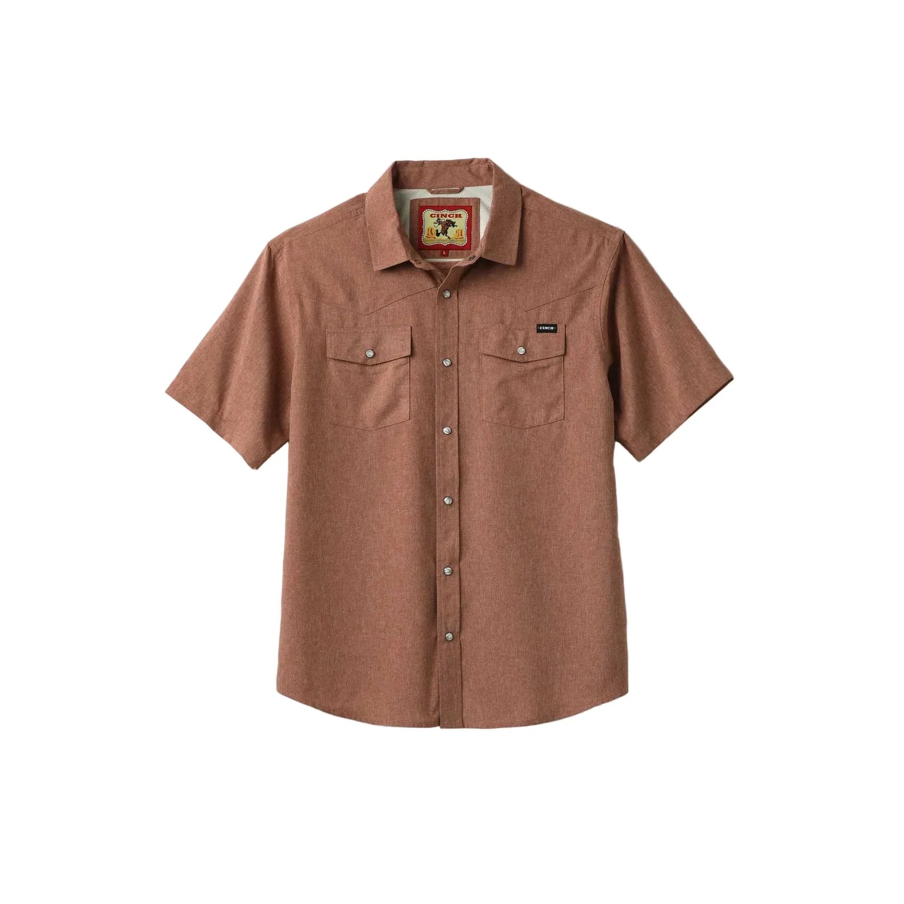 Men's Cinch Brown Short Sleeve Camp Snap Shirt MTW1402010