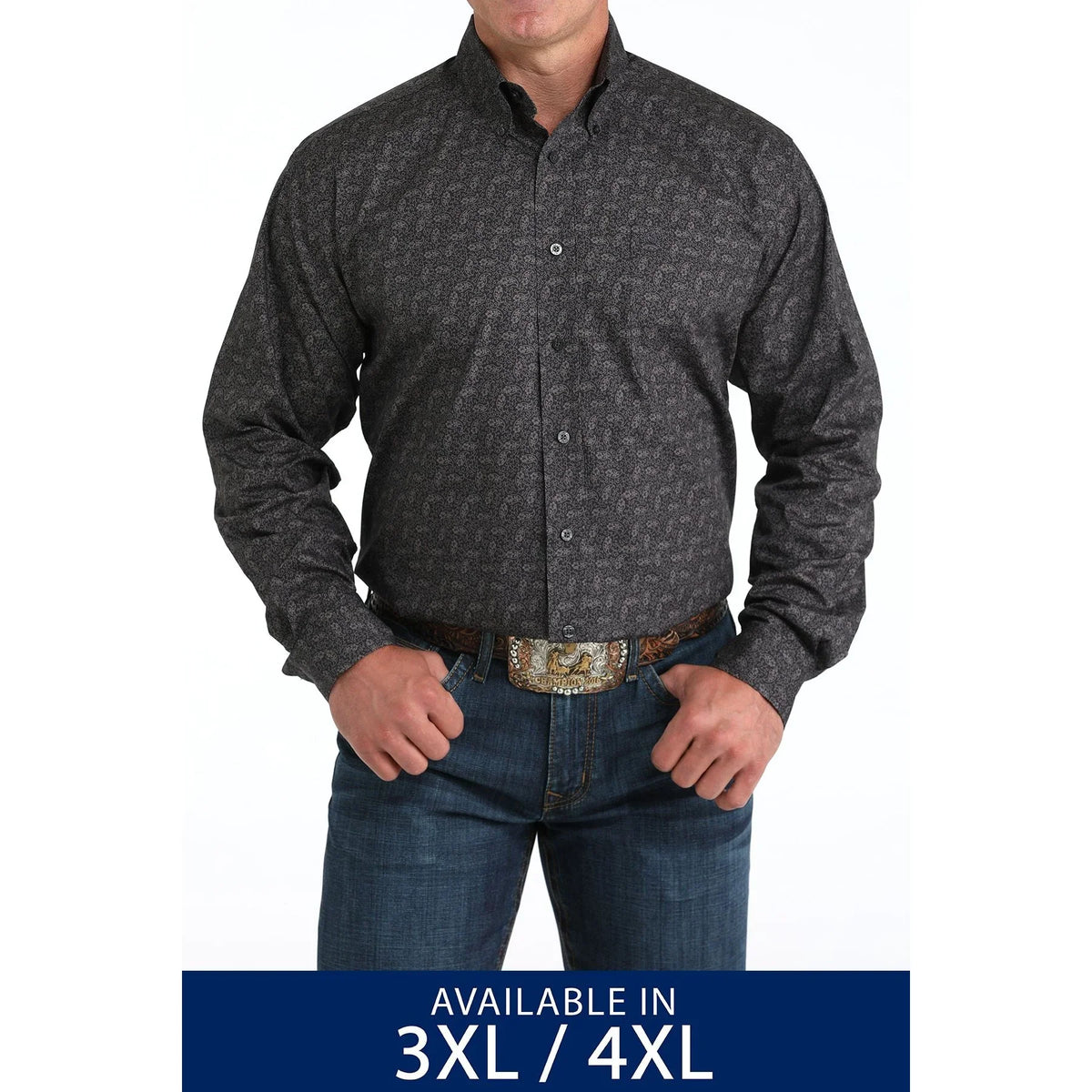 Men's Cinch Charcoal Paisley Print Long Sleeve MTW105959X
