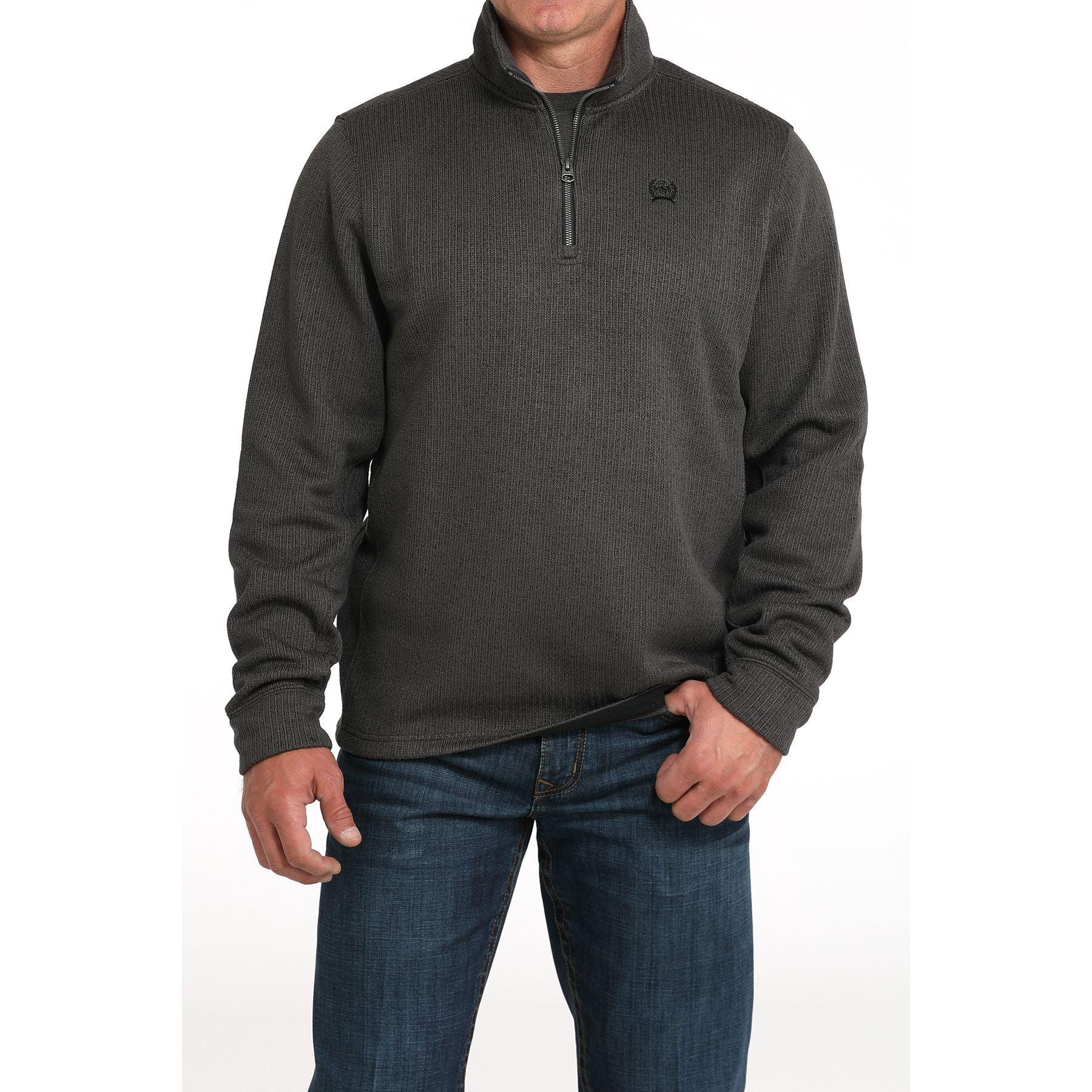 Men's Cinch Charcoal Quarte-zip Fleece Sweater