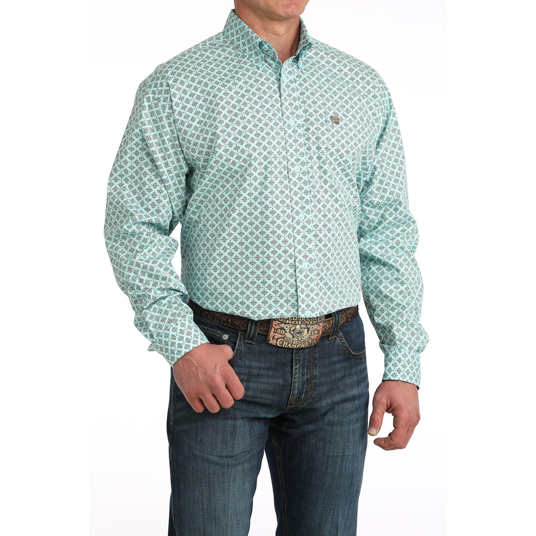 Men's Cinch Classic Geo Print Long Sleeve Button Down Western Shirt MTW1106060
