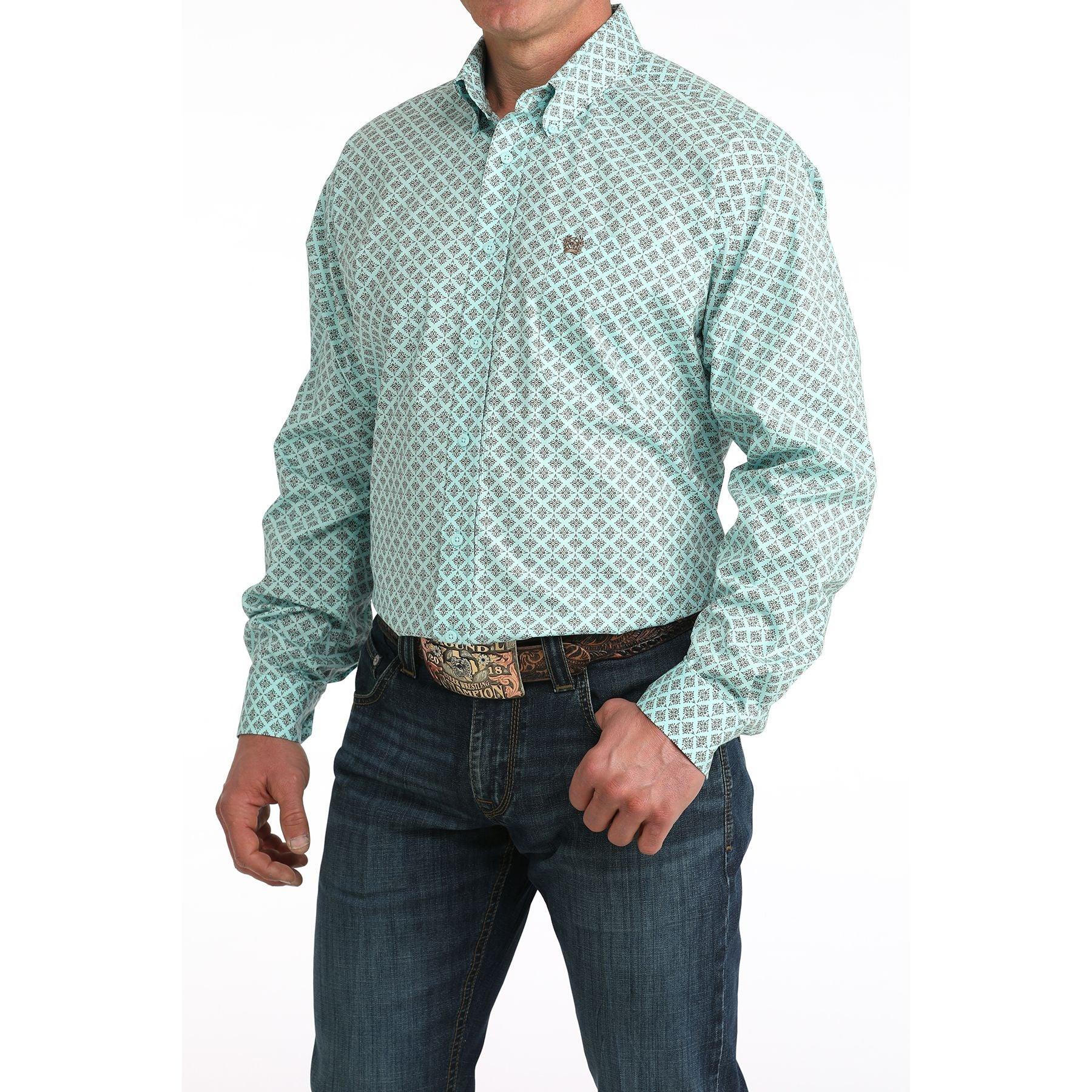Men's Cinch Classic Geo Print Long Sleeve Button Down Western Shirt MTW1106060