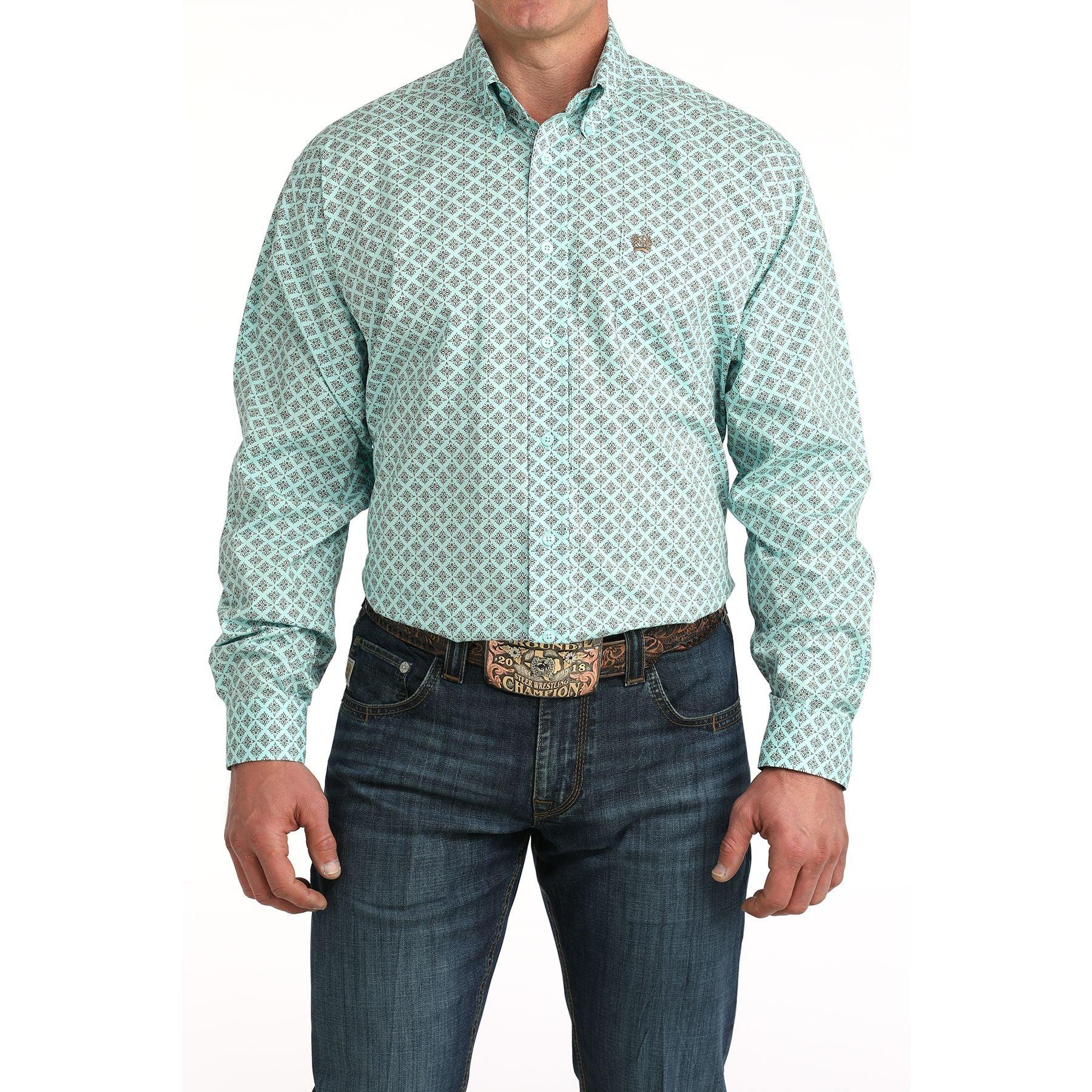 Men's Cinch Classic Geo Print Long Sleeve Button Down Western Shirt MTW1106060