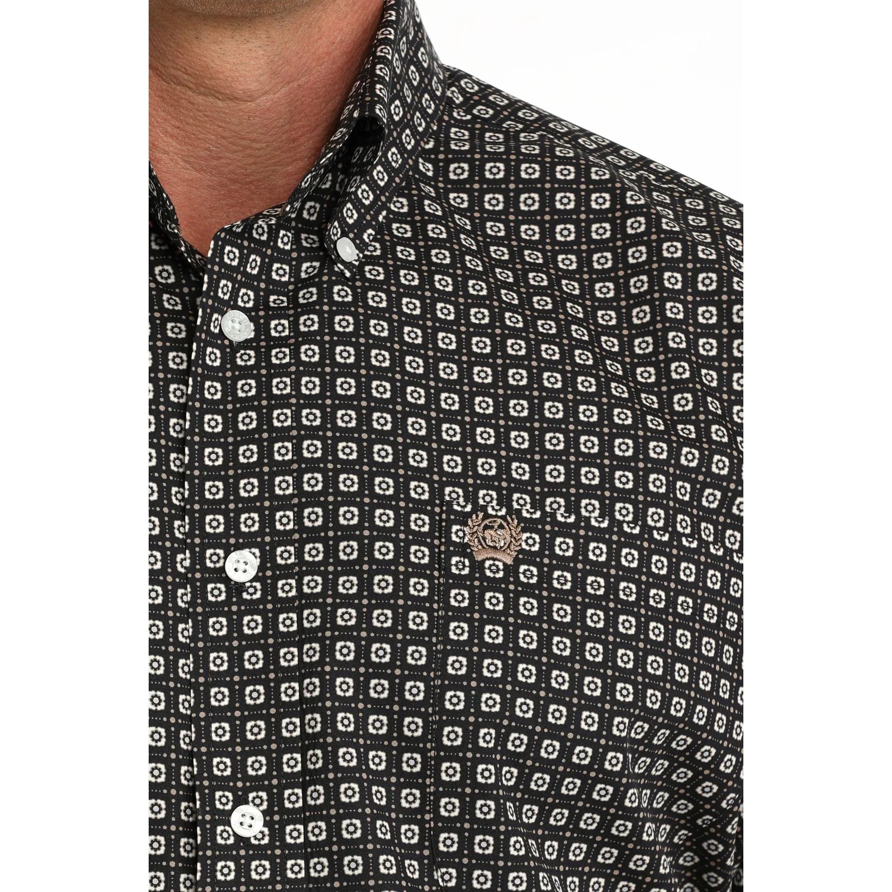 Men's Cinch Dark Navy Geo Print Classic Fit Button Down Long Sleeve Western Shirt MTW1106091