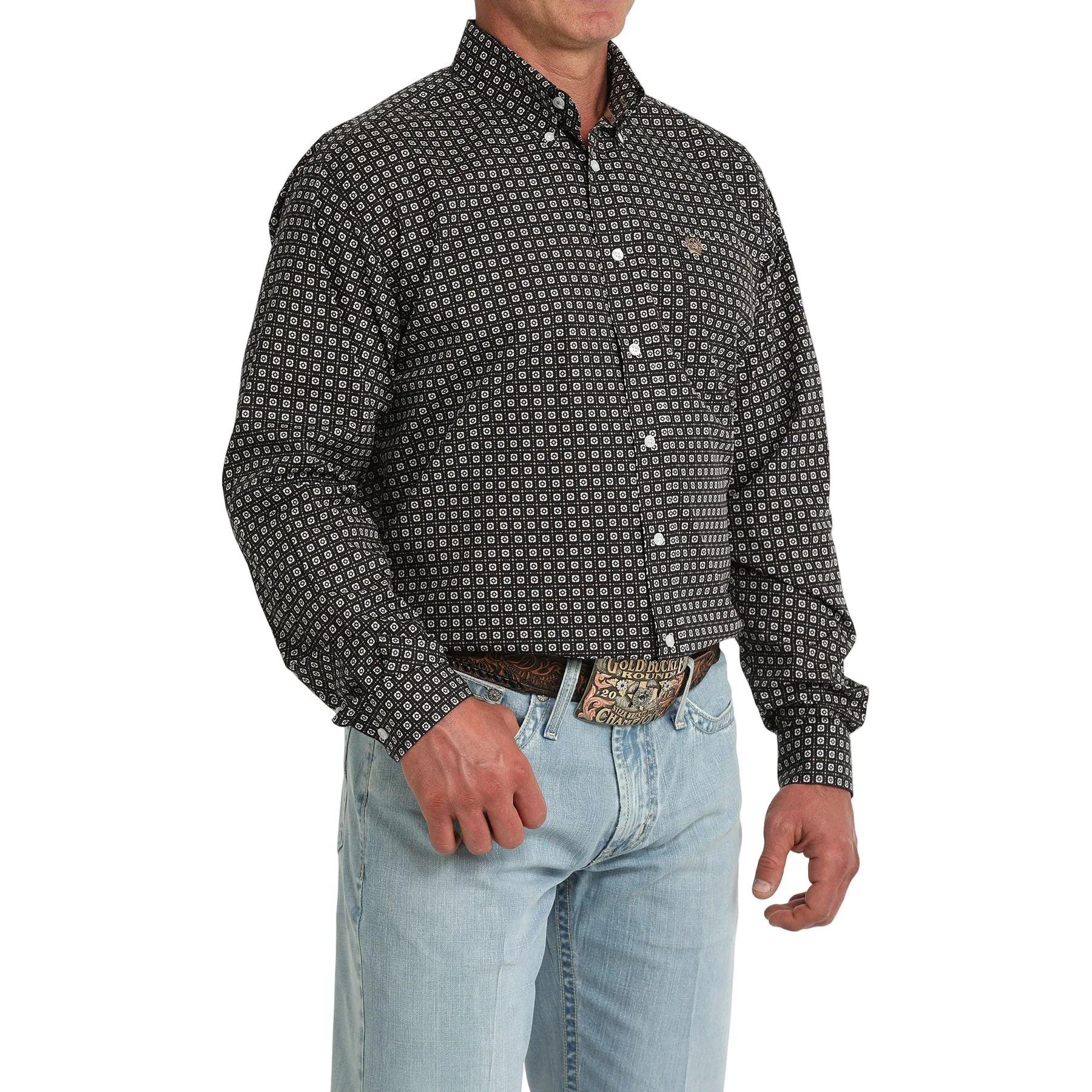 Men's Cinch Dark Navy Geo Print Classic Fit Button Down Long Sleeve Western Shirt MTW1106091