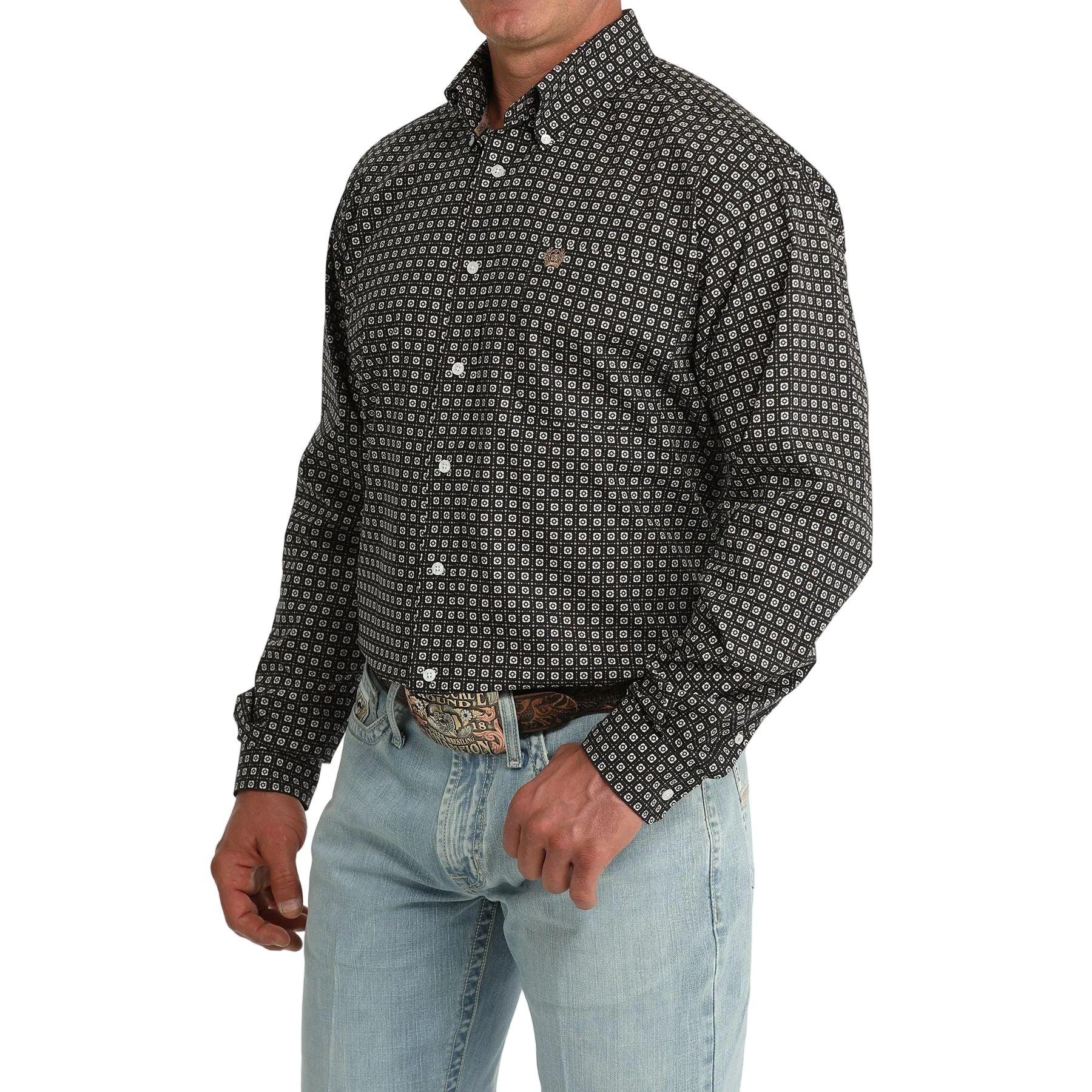 Men's Cinch Dark Navy Geo Print Classic Fit Button Down Long Sleeve Western Shirt MTW1106091