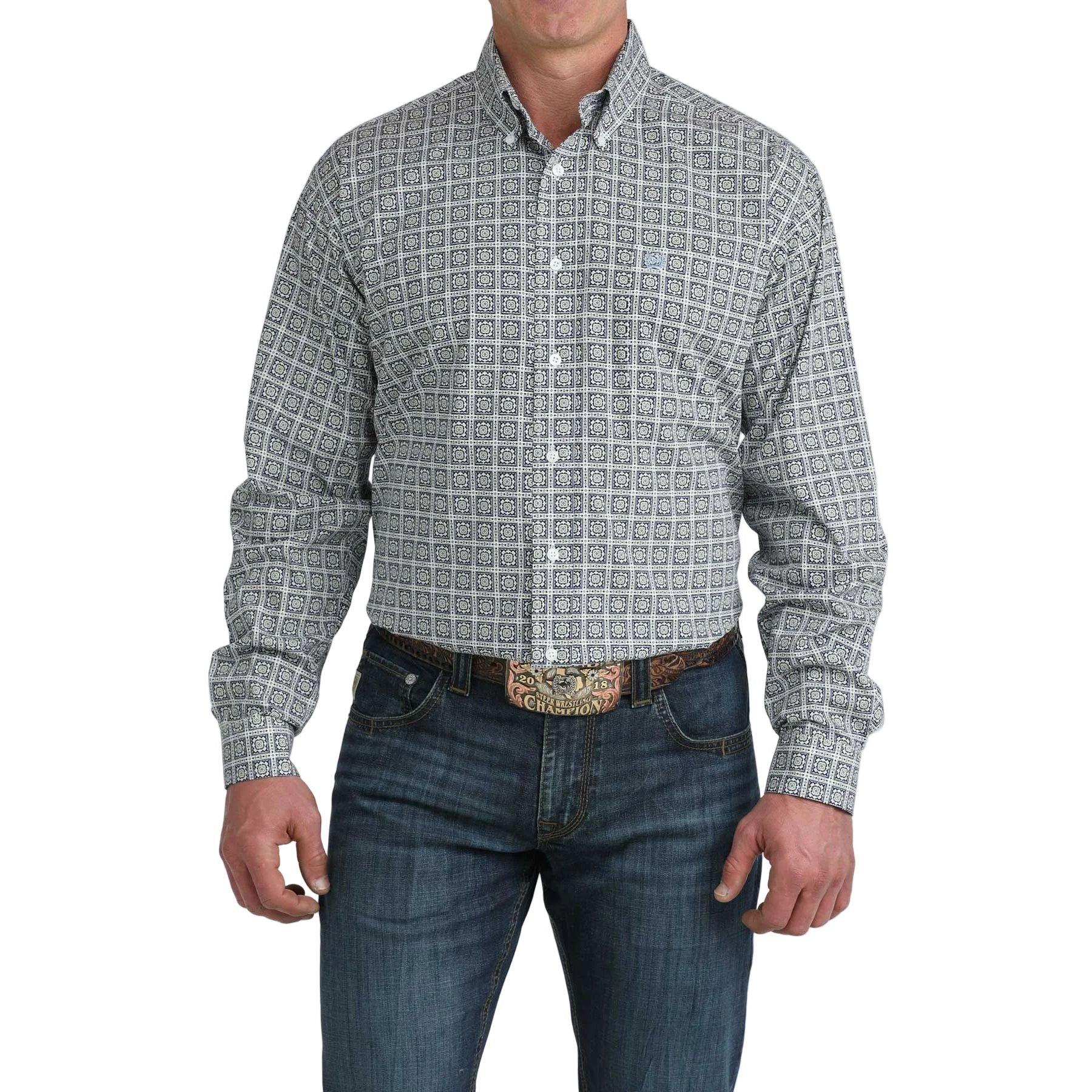 Men's Cinch Geo Print Long Sleeve Button Down Shirt MTW1106080