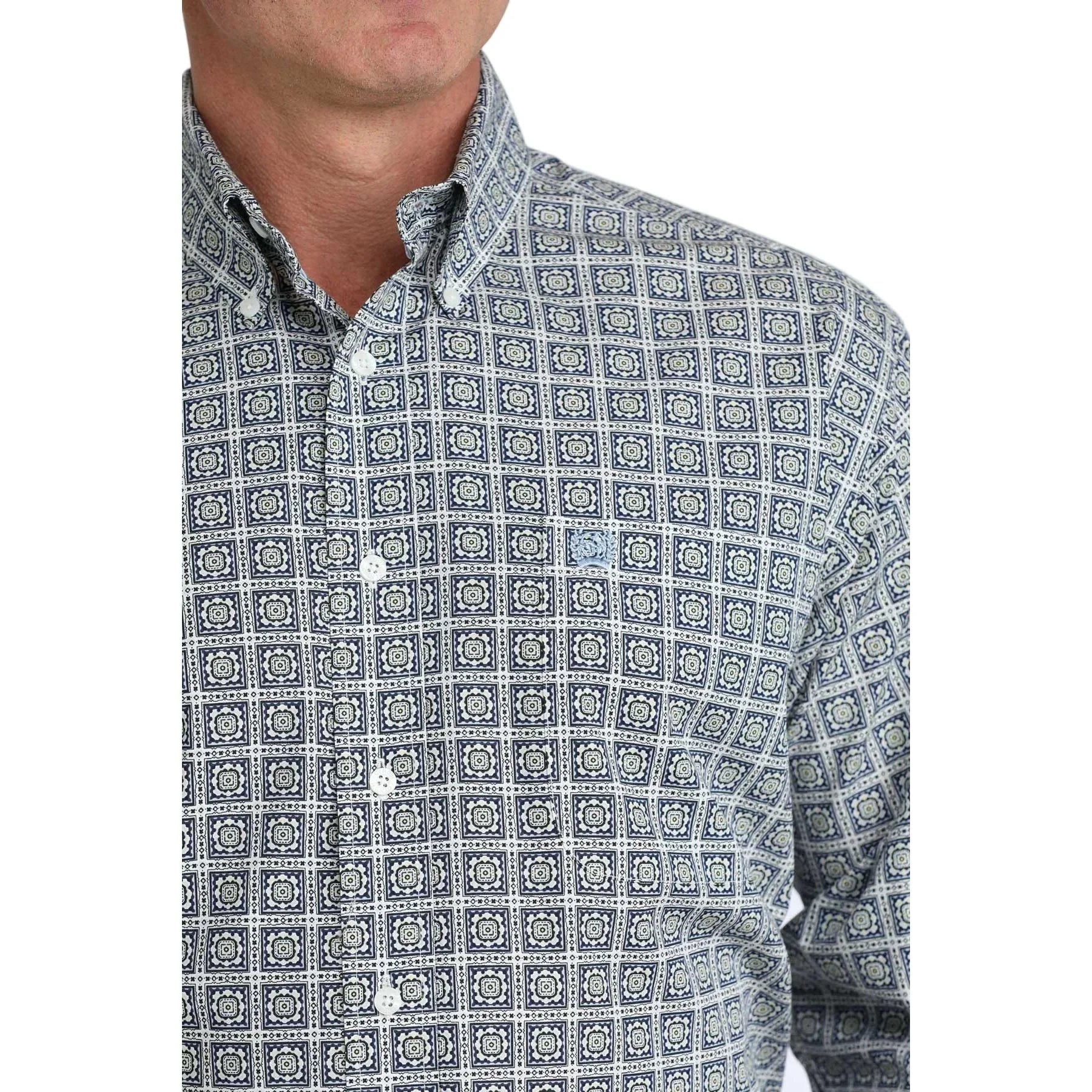 Men's Cinch Geo Print Long Sleeve Button Down Shirt MTW1106080