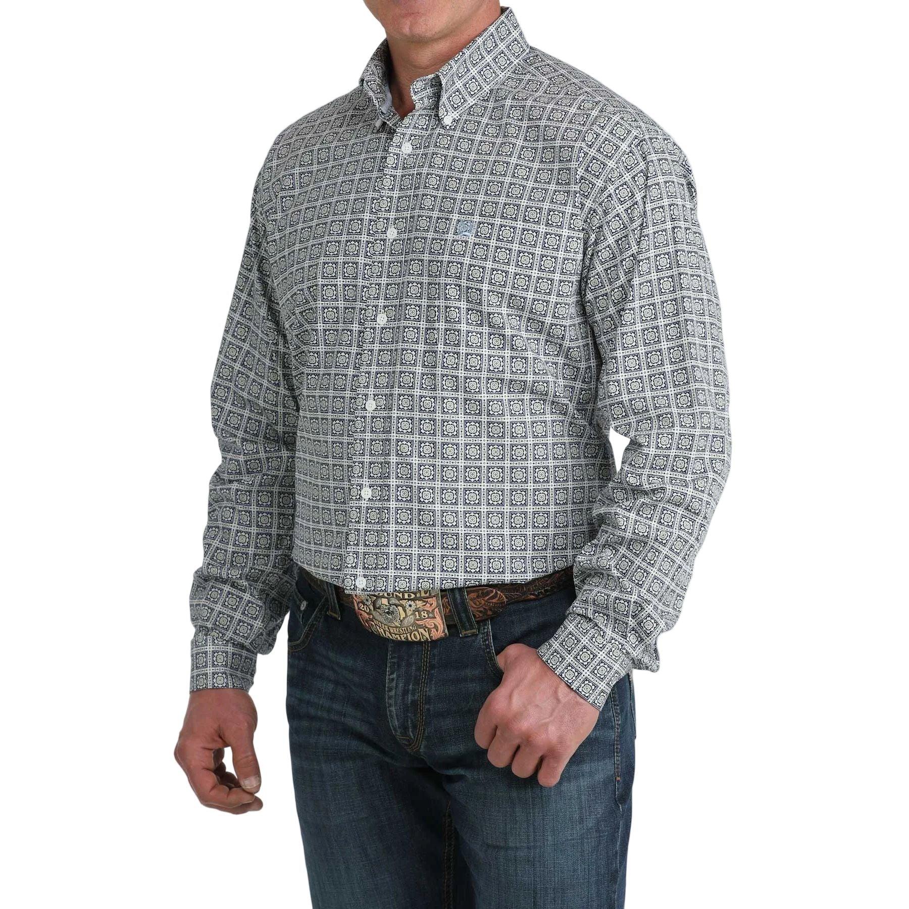 Men's Cinch Geo Print Long Sleeve Button Down Shirt MTW1106080